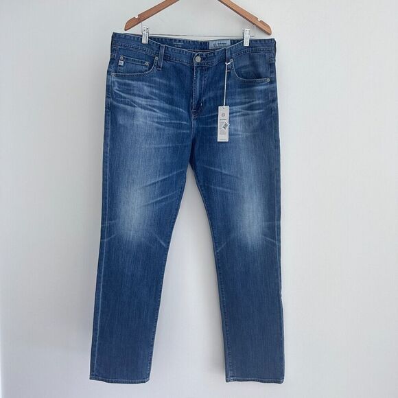 AG Adriano Goldschmied Jeans Mens 38 Everett Slim Straight Faded Whiskering NWT - Picture 1 of 10